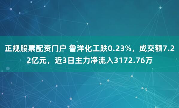 正规股票配资门户 鲁洋化工跌0.23%，成交额7.22亿元，近3日主力净流入3172.76万