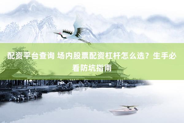 配资平台查询 场内股票配资杠杆怎么选？生手必看防坑指南